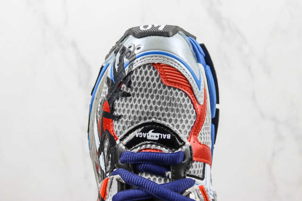 Balenciaga Runner Argent Gris Bleu Rouge Graffiti Baskets chunky 6
