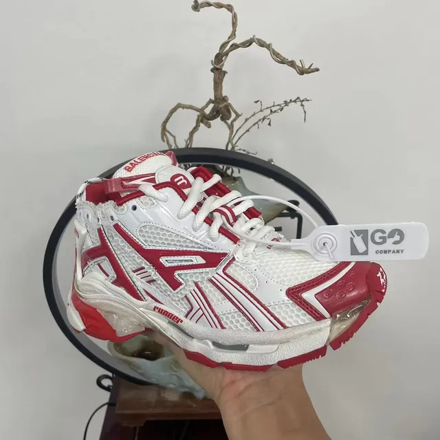 Balenciaga Runner White and Red Chunky Sneakers 4