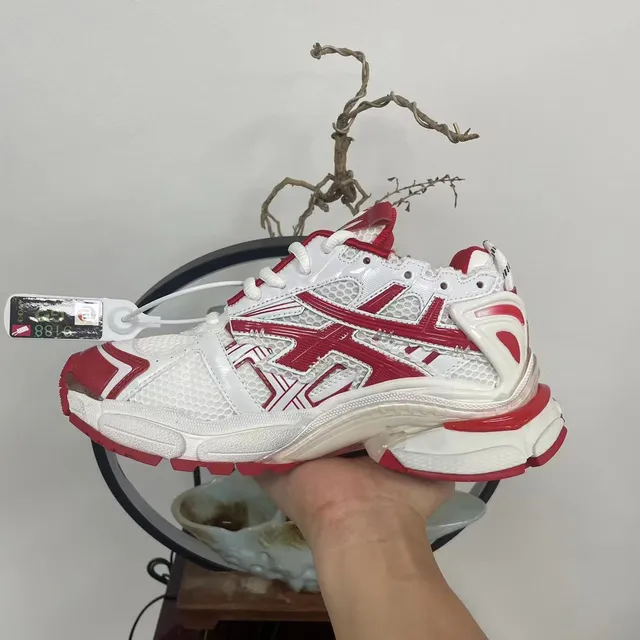 Balenciaga Runner White and Red Chunky Sneakers 5