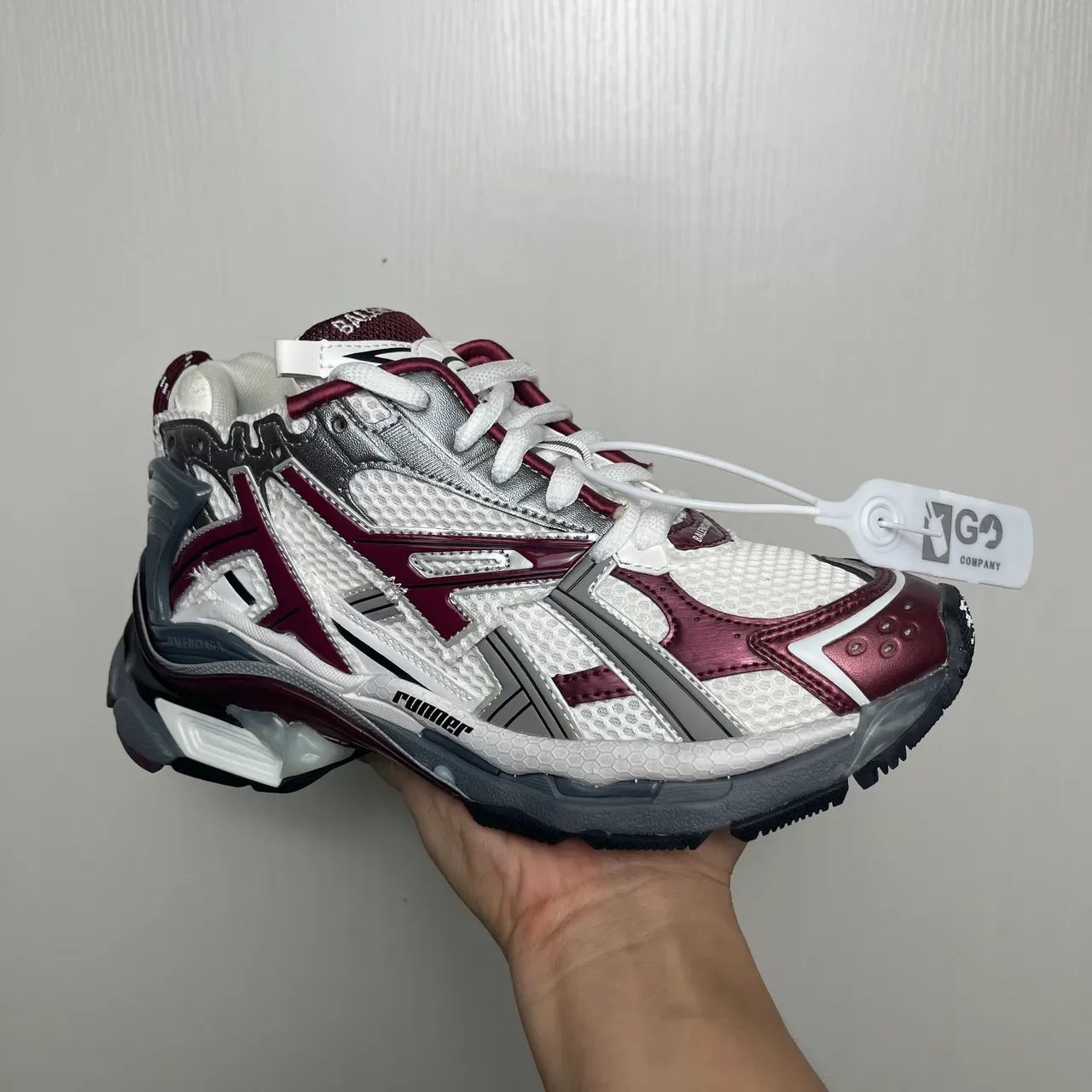 Balenciaga Runner أبيض بورجوندي رمادي أحذية كاجوال سميكة 2