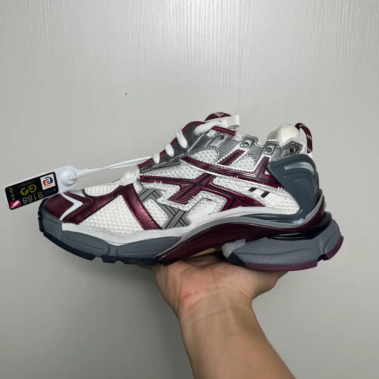 Balenciaga Runner أبيض بورجوندي رمادي أحذية كاجوال سميكة 3