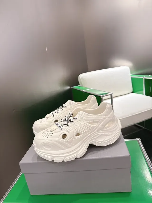 Balenciaga Runner White Molded Rubber Perforated Chunky Sneakers 4