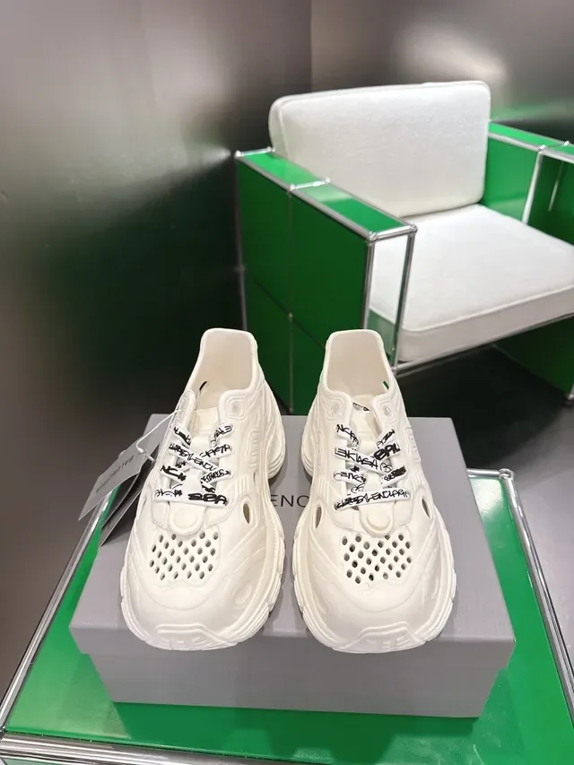 Balenciaga Runner White Molded Rubber Perforated Chunky Sneakers 5