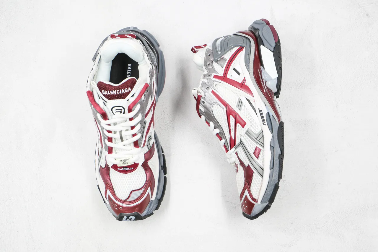 Balenciaga Runner White Red Silver Gray Chunky Sneakers 3