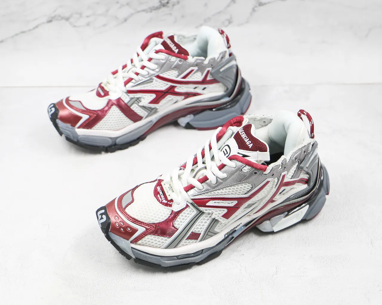 Balenciaga Runner White Red Silver Gray Chunky Sneakers 4