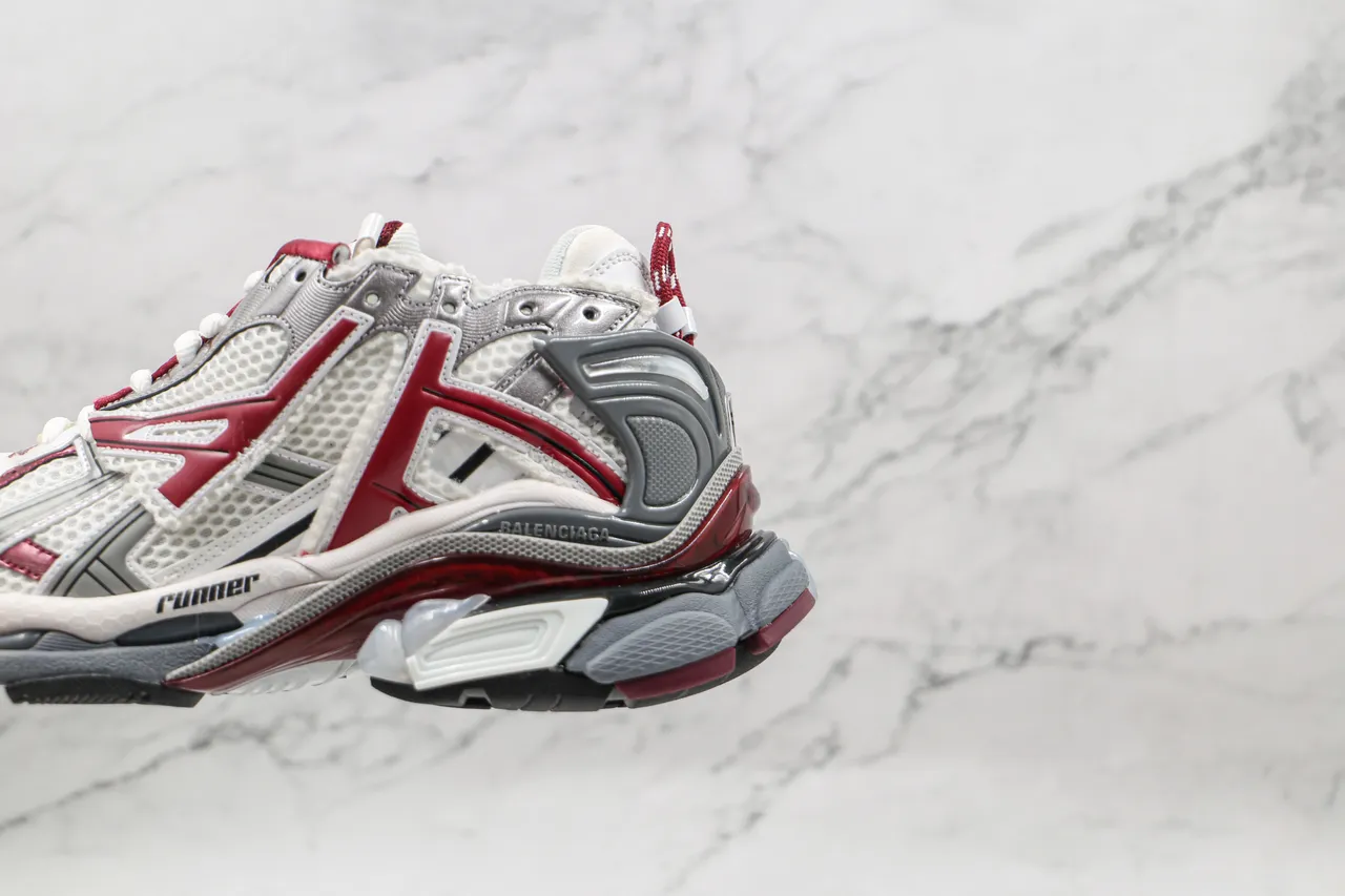 Balenciaga Runner White Red Silver Gray Chunky Sneakers 7