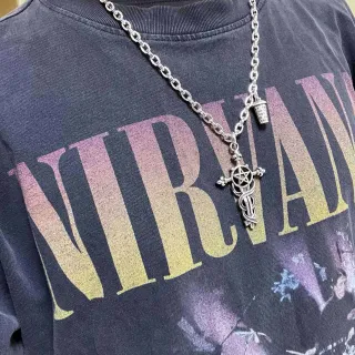 Balenciaga Silver Occult Cross Pendant Necklace