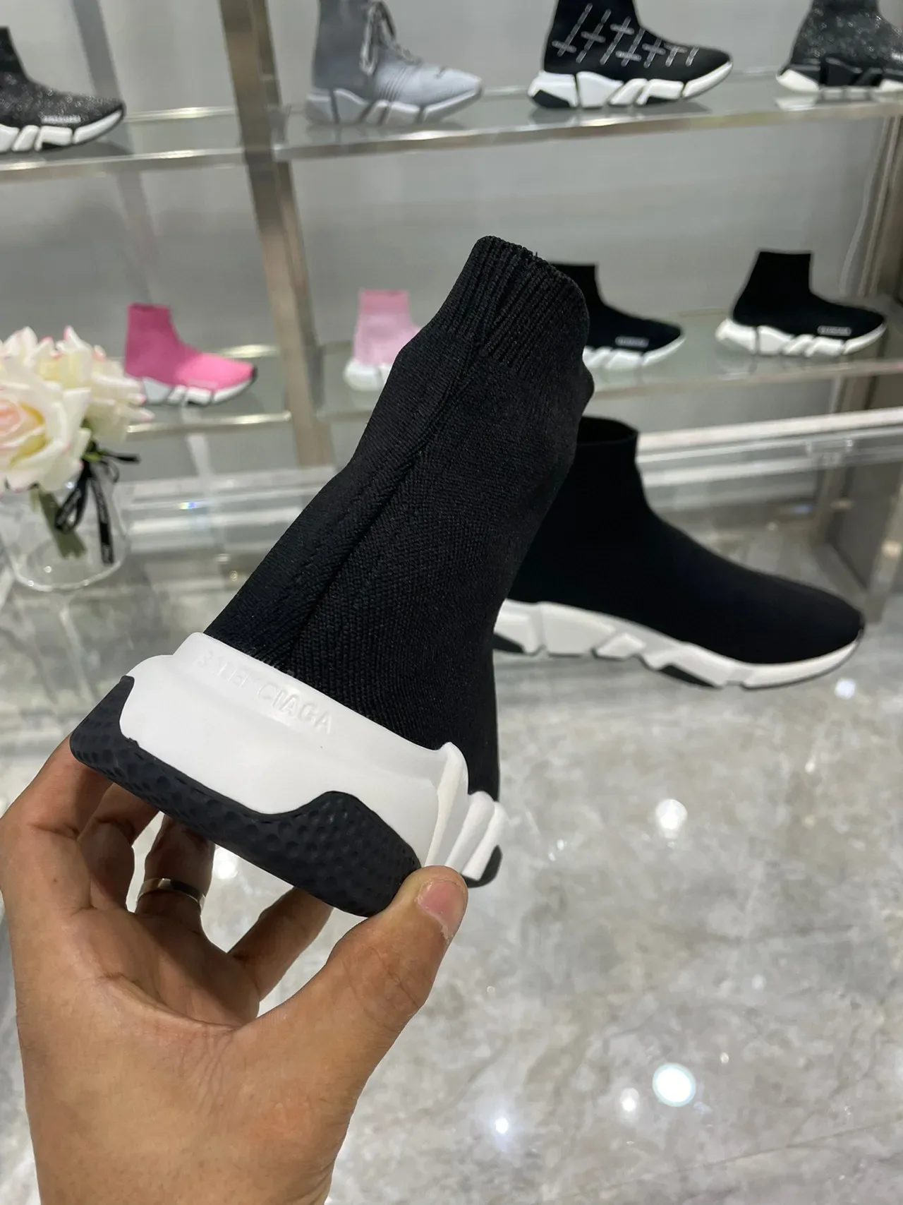 Balenciaga Speed Trainer Black and White Lifestyle Sneakers 2