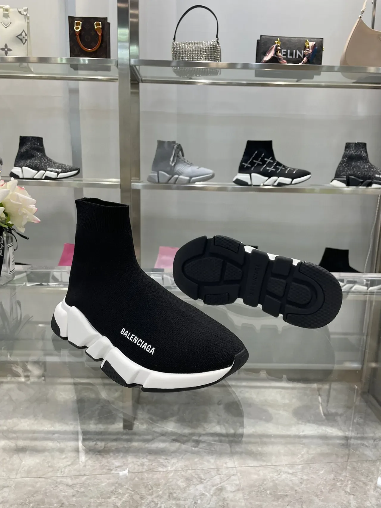 Balenciaga Speed Trainer Black and White Lifestyle Sneakers 4