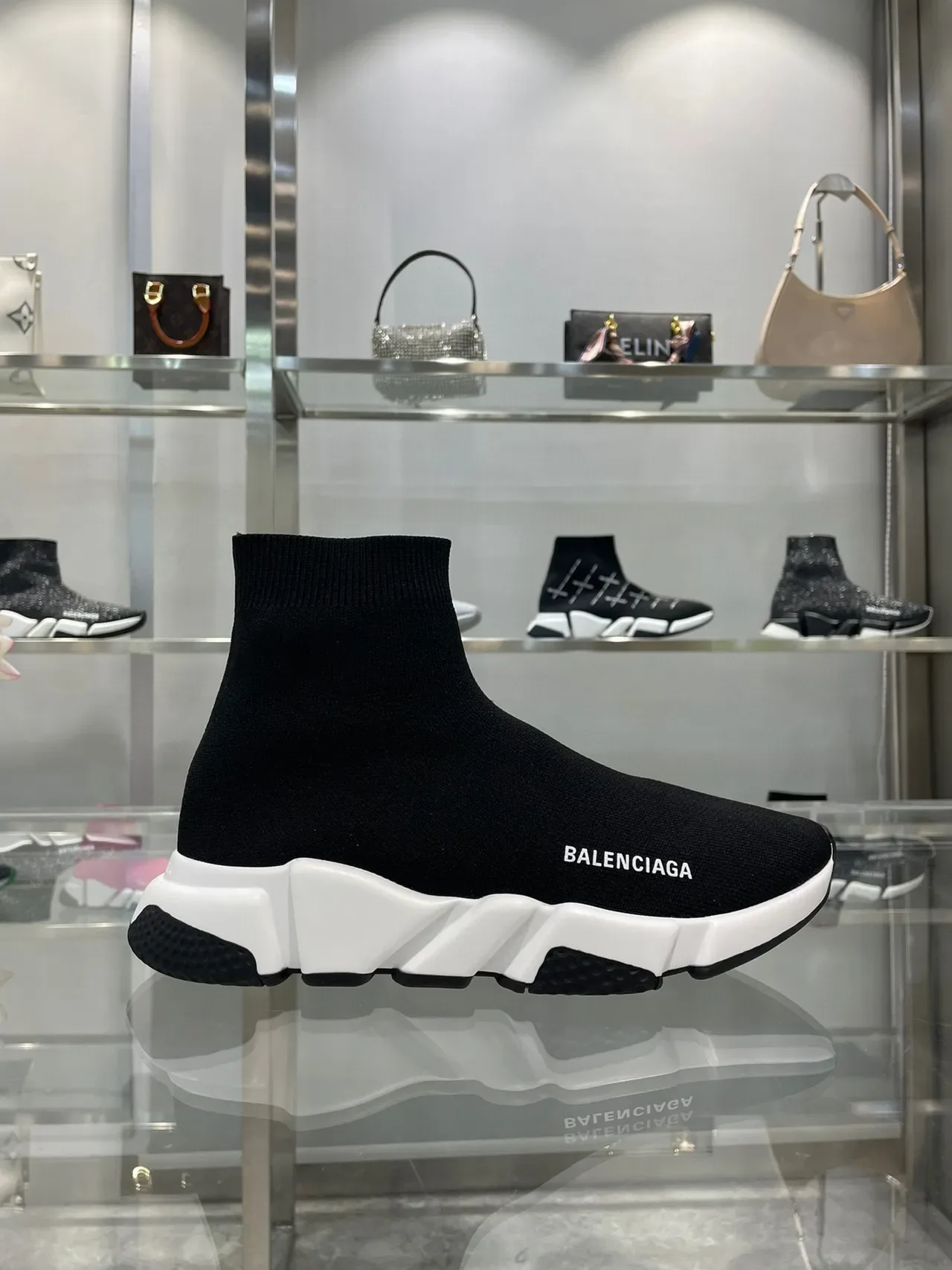Balenciaga Speed Trainer Black and White Lifestyle Sneakers 5