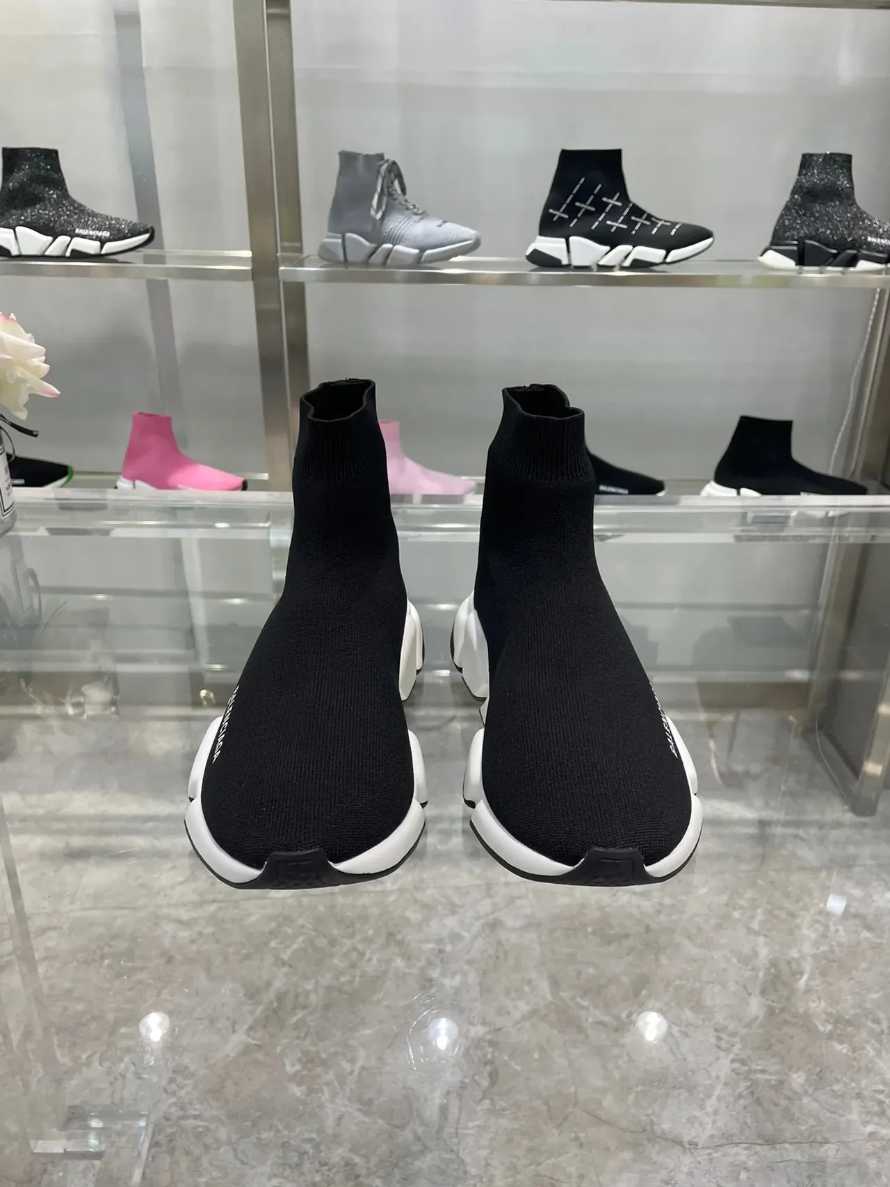 Balenciaga Speed Trainer Black and White Lifestyle Sneakers 7