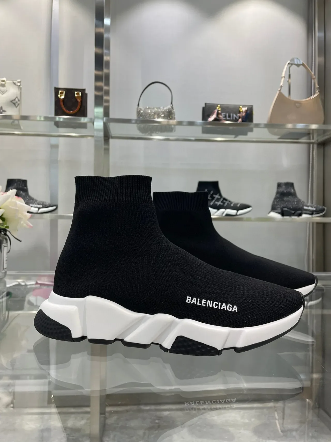 Balenciaga Speed Trainer Black and White Lifestyle Sneakers 8