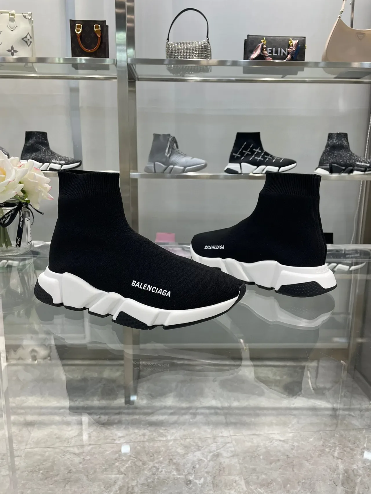 Balenciaga Speed Trainer Black and White Lifestyle Sneakers 9