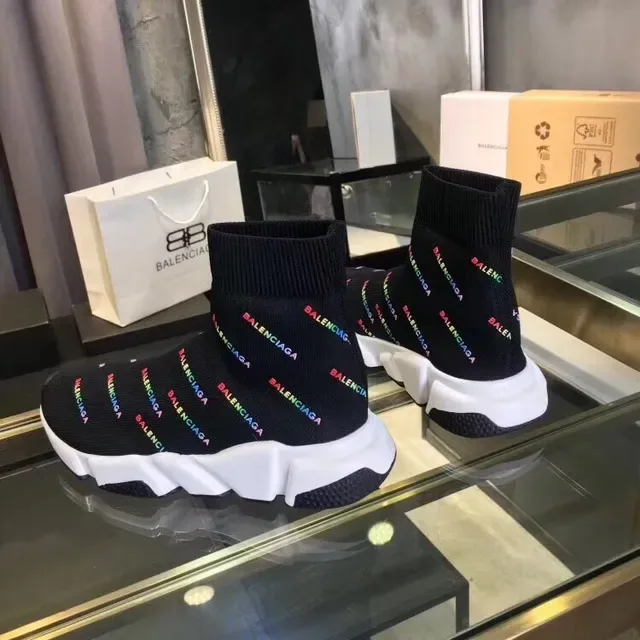 Balenciaga Speed Trainer حذاء رياضي أسود متعدد الألوان لوجو محبك أسلوب حياة 2