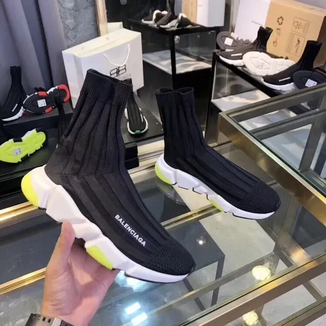 Balenciaga Speed Trainer Noir Blanc Jaune Néon Chaussures Lifestyle 2