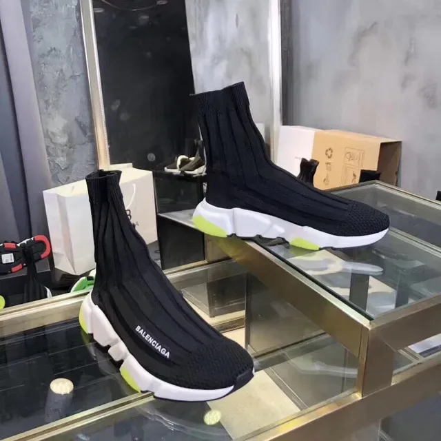 Balenciaga Speed Trainer Noir Blanc Jaune Néon Chaussures Lifestyle 4