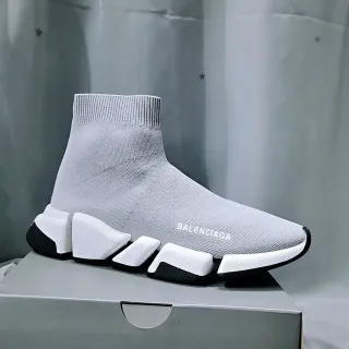 Balenciaga Speed Trainer Light Gray White Black Lifestyle Sneakers