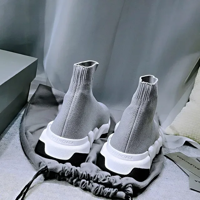 Balenciaga Speed Trainer Light Gray White Black Lifestyle Sneakers 5