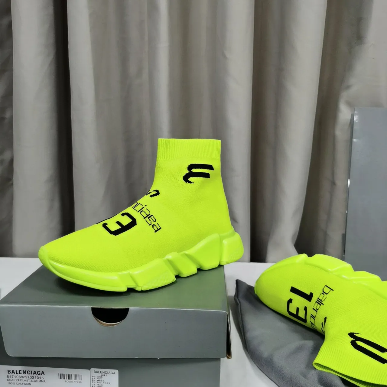 Balenciaga Speed Trainer Neon Lime Knit tênis lifestyle 5