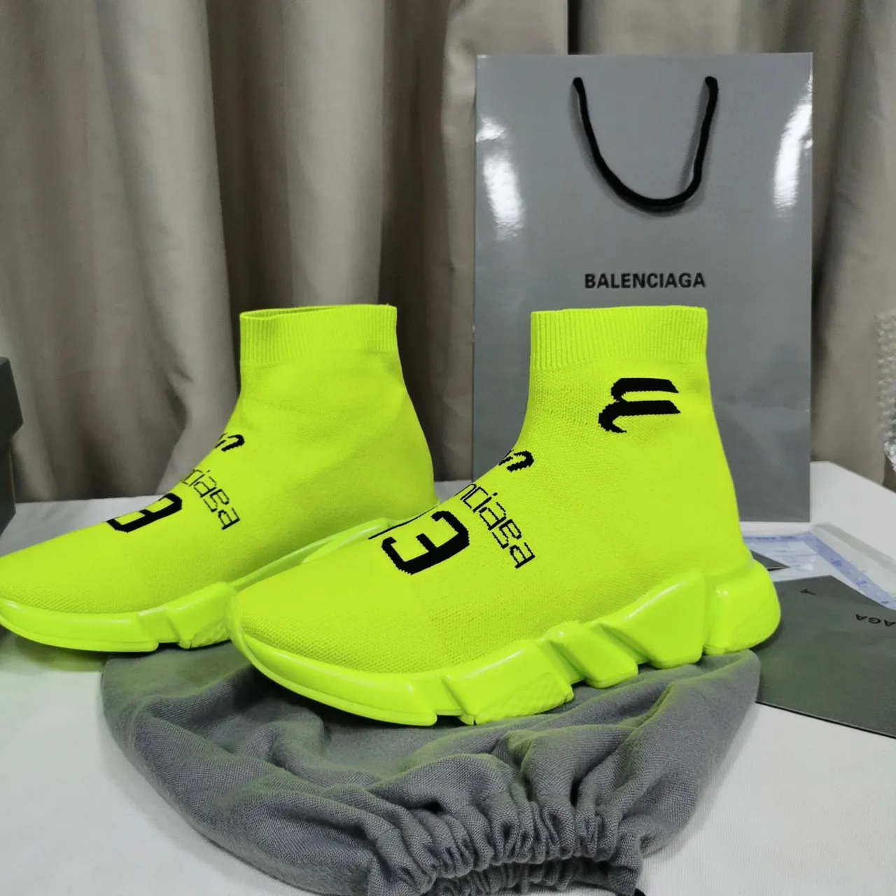 Balenciaga Speed Trainer Neon Lime Knit tênis lifestyle 6