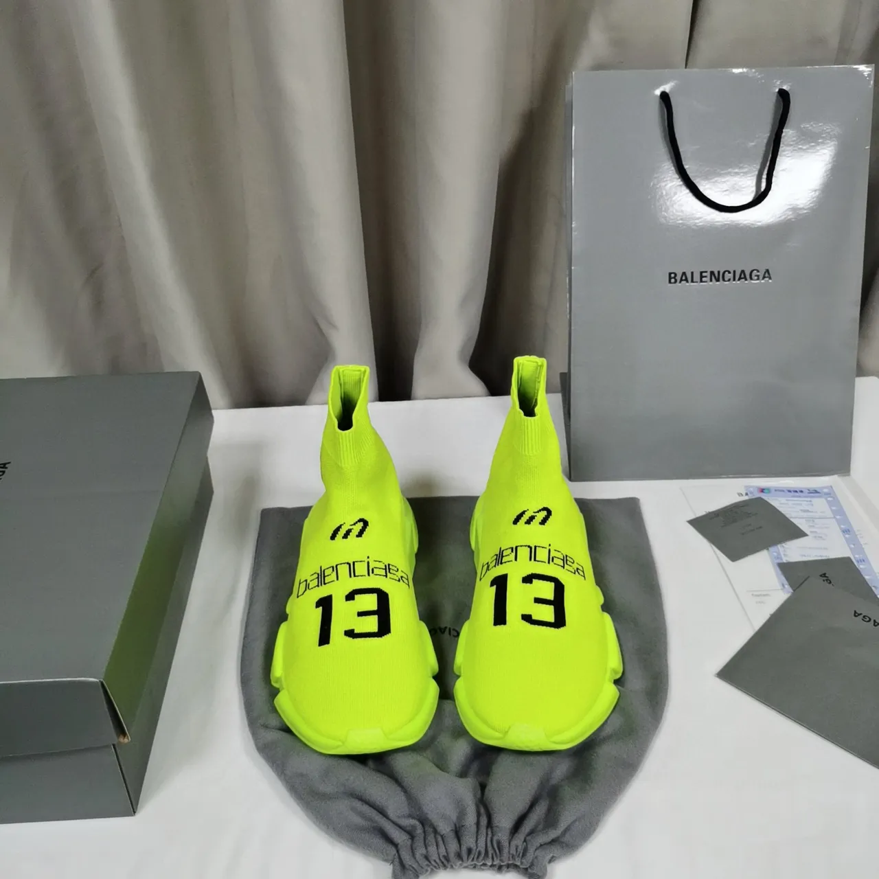Balenciaga Speed Trainer Neon Lime Knit tênis lifestyle 7