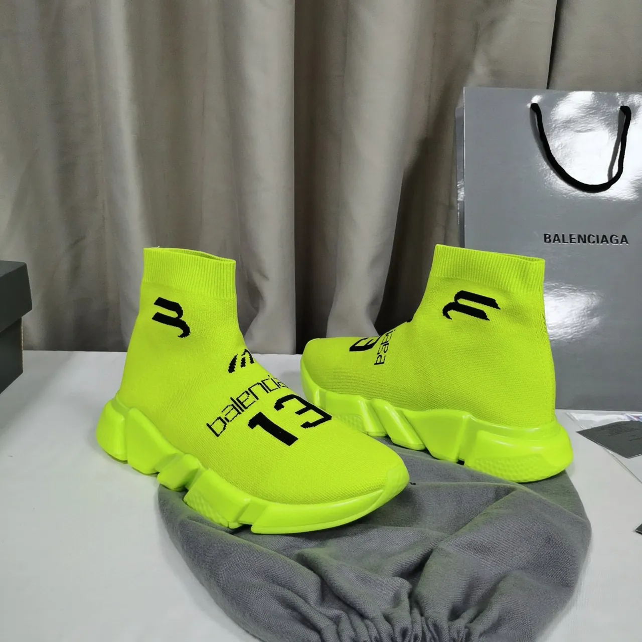 Balenciaga Speed Trainer Neon Lime Knit tênis lifestyle 8