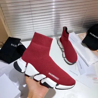 Balenciaga Speed Trainer أحمر أبيض أسود أحذية رياضية أسلوب حياة