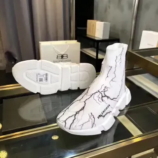 Balenciaga Speed Trainer أبيض أسود Crackle Marble حذاء أسلوب حياة