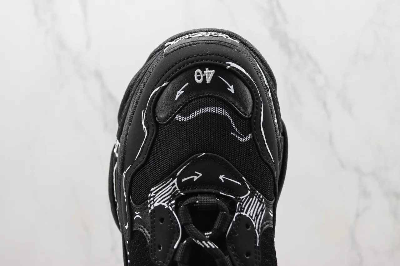Balenciaga Track Black White Oversized Sole Line-Art Graphics Chunky Sneakers 6