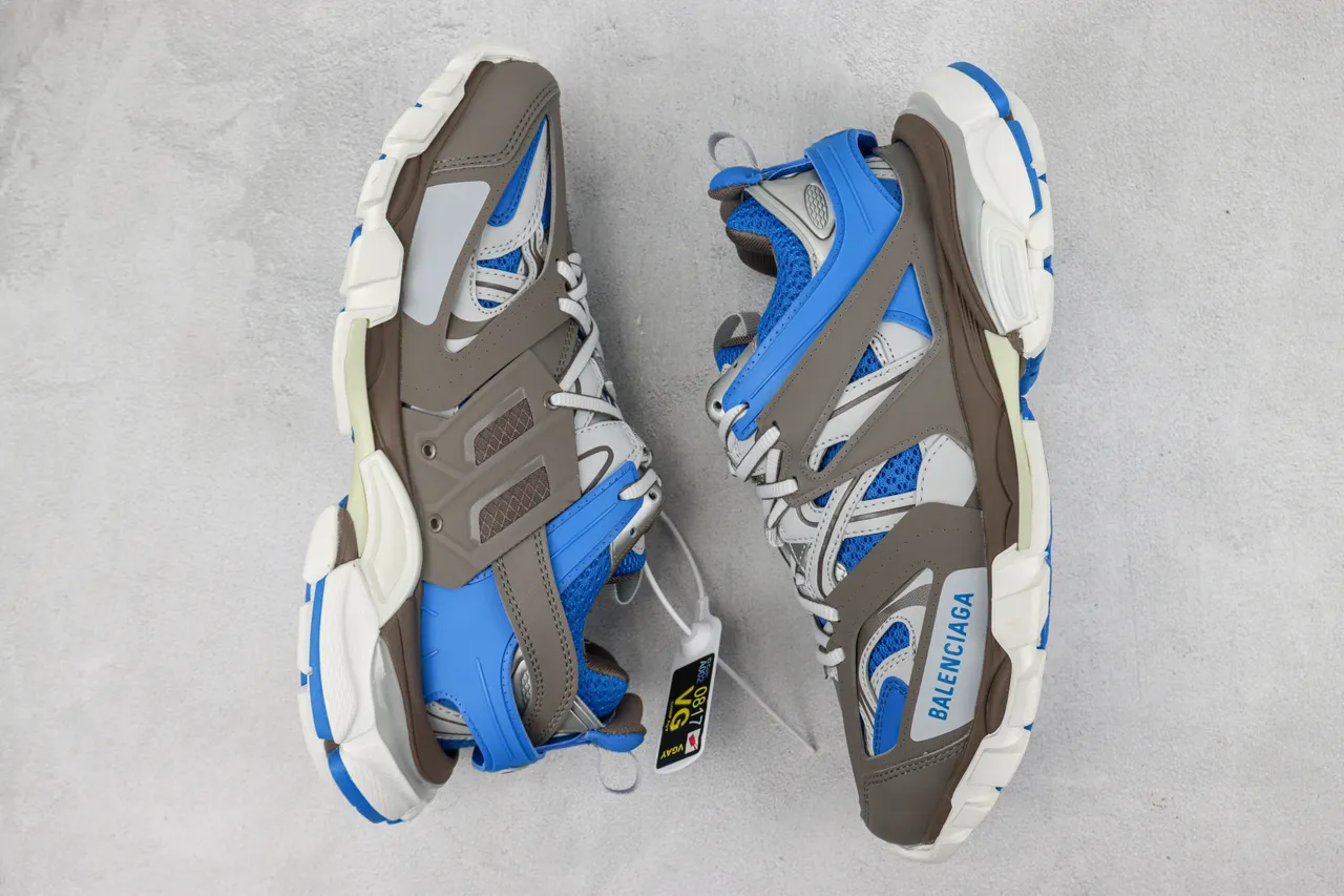 Balenciaga Track Trainer ধূসর বাদামী নীল চংকি স্নিকার্স 2