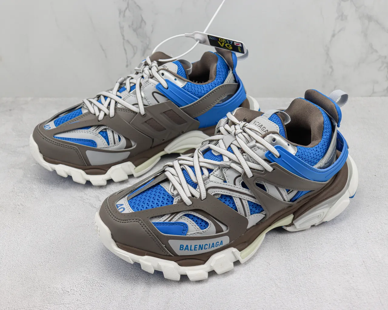 Balenciaga Track Trainer ধূসর বাদামী নীল চংকি স্নিকার্স 4