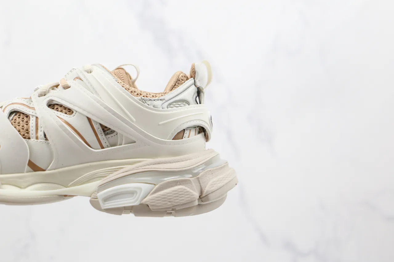 Balenciaga Track Trainer Off-White Beige tênis de sola grossa 4