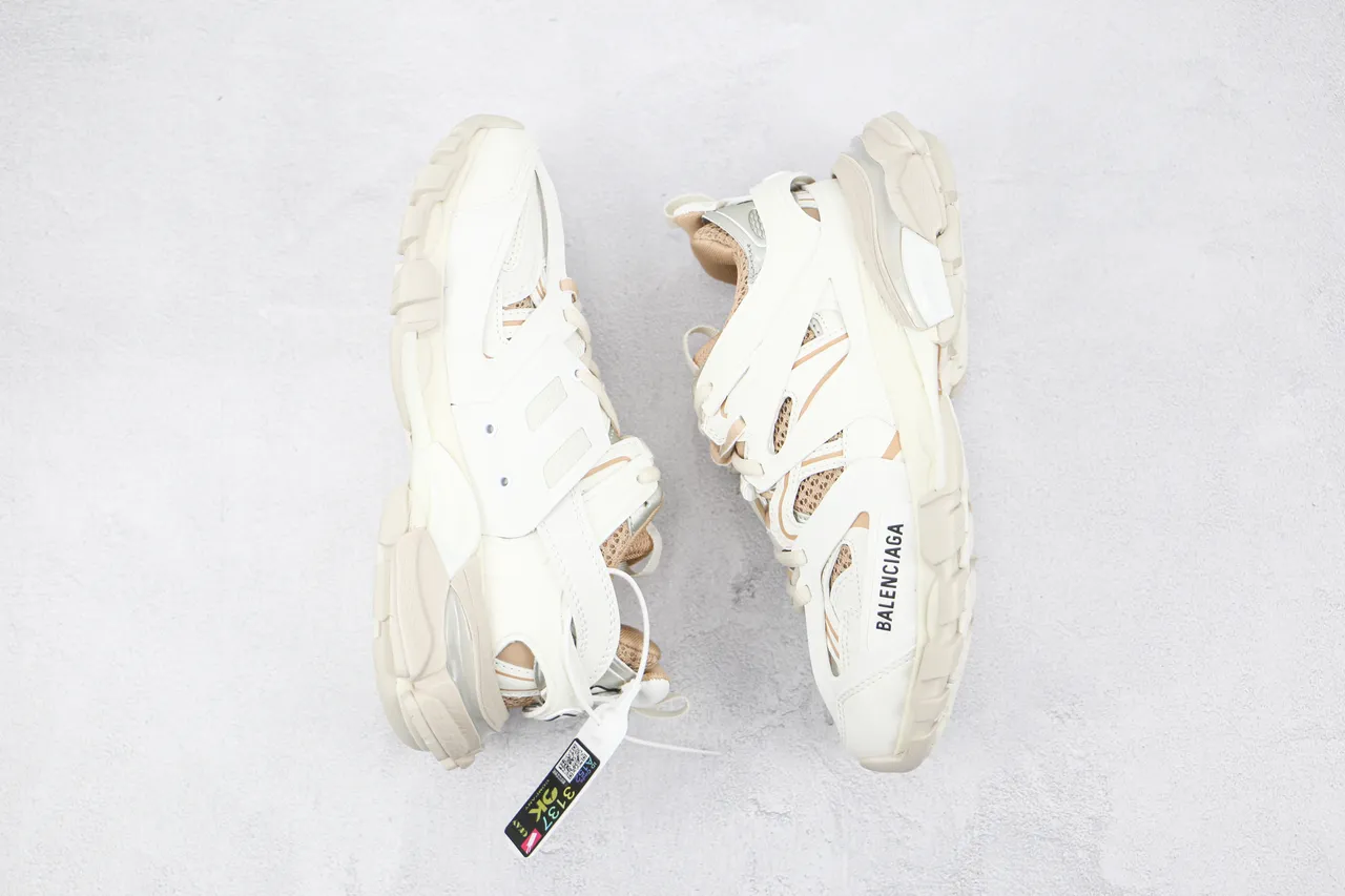 Balenciaga Track Trainer Off-White Beige tênis de sola grossa 9