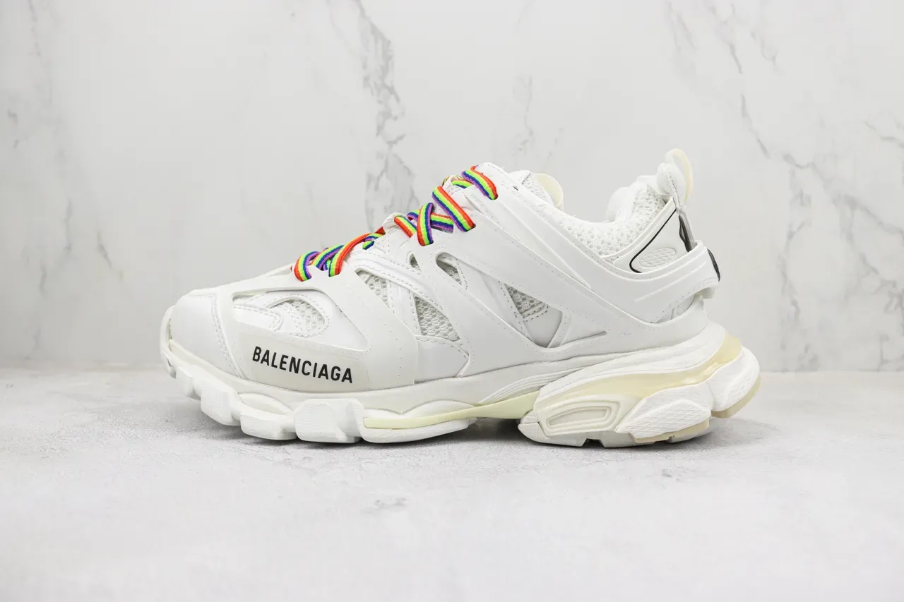 بيلنساجا تراك أبيض متعدد الألوان Oversized Cage Upper شبكة وأوفرليز سنتيزي تشانكي سنيكرز 1