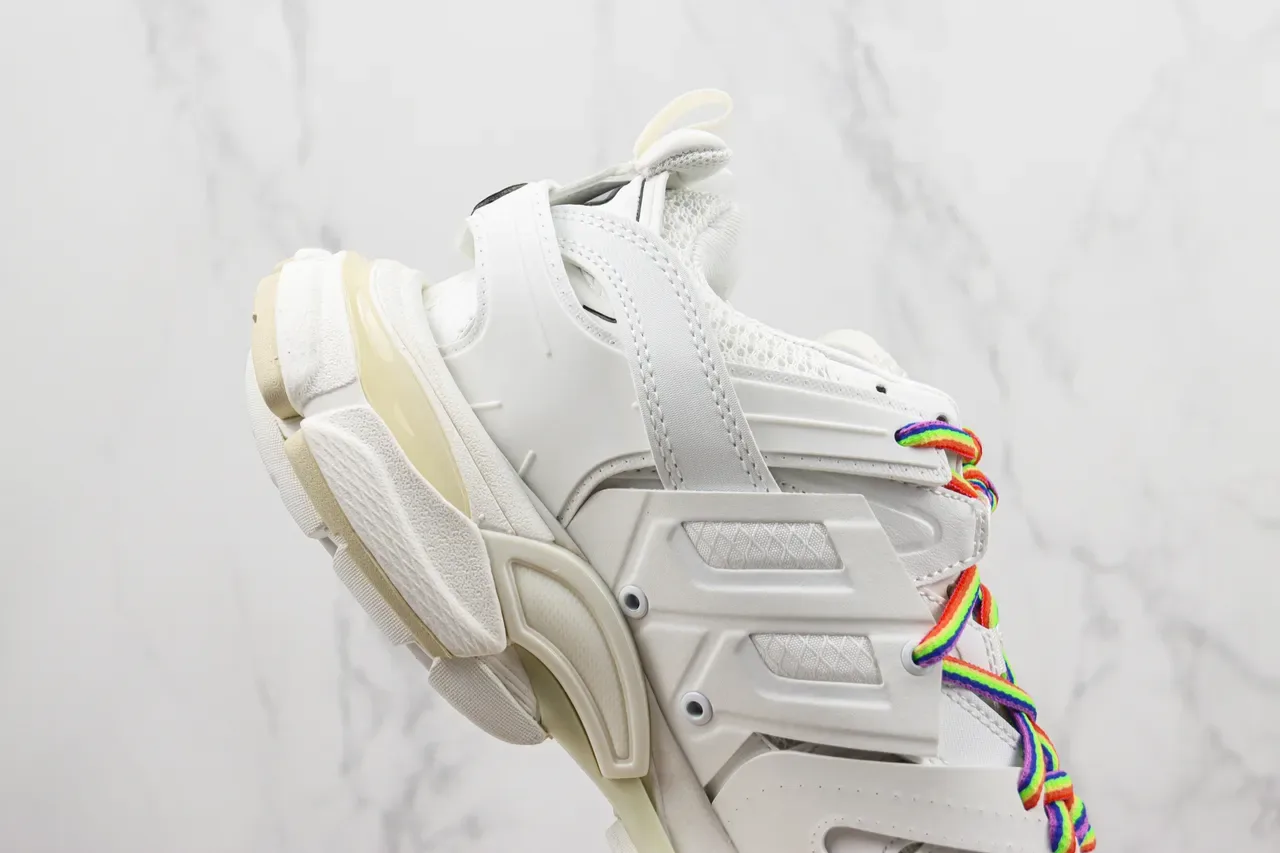 بيلنساجا تراك أبيض متعدد الألوان Oversized Cage Upper شبكة وأوفرليز سنتيزي تشانكي سنيكرز 5