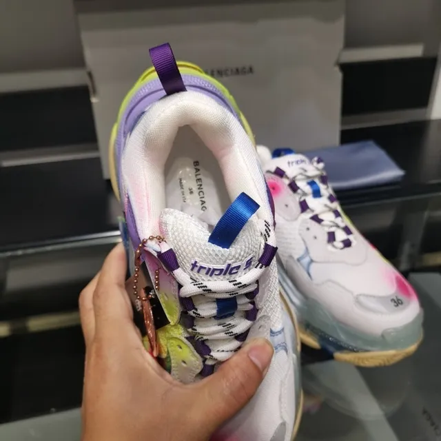 Balenciaga Triple S বহুরঙী পেইন্ট ড্রিপ চাঙ্কি স্নিকার 7