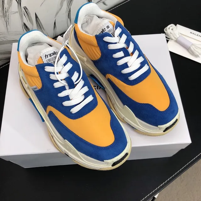Balenciaga Triple S Runner Chaussures Chunky Bleues Oranges Crème 2