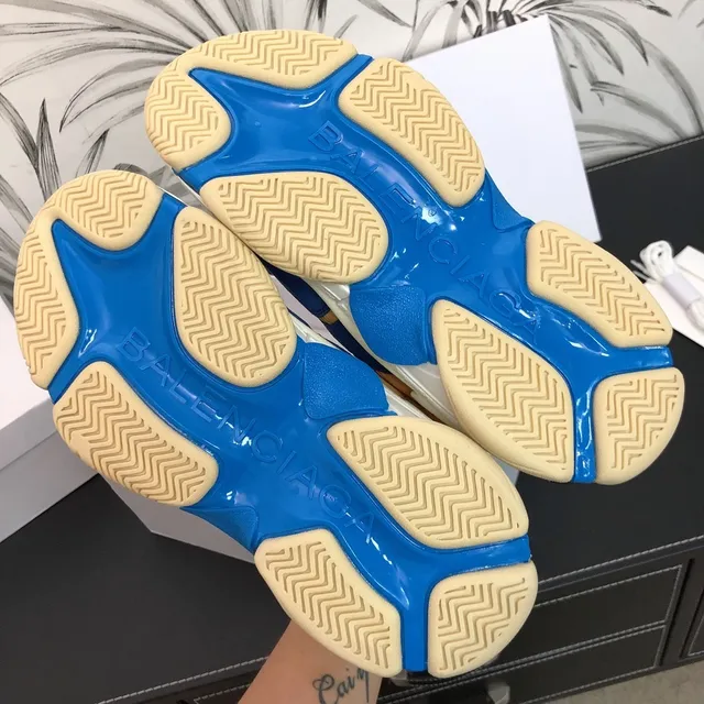 Balenciaga Triple S Runner Chaussures Chunky Bleues Oranges Crème 3