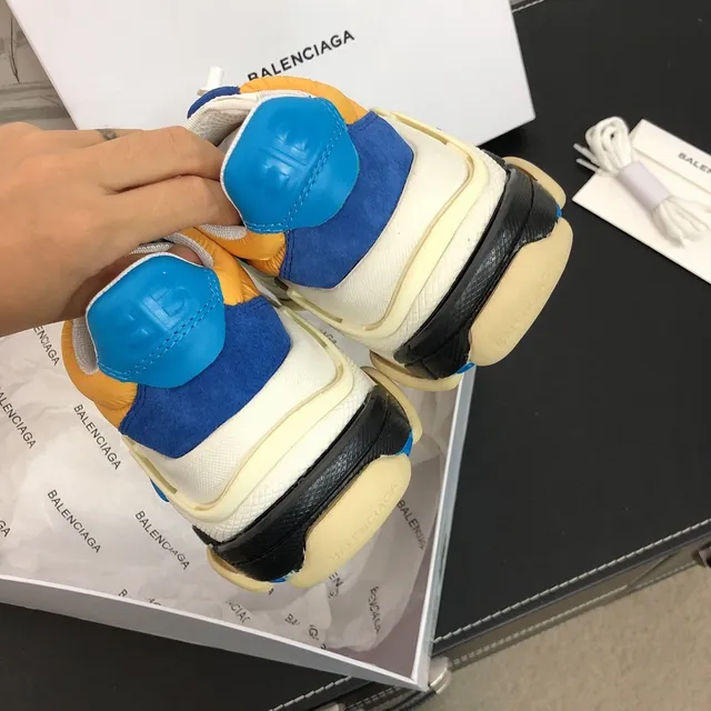 Balenciaga Triple S Runner Chaussures Chunky Bleues Oranges Crème 4