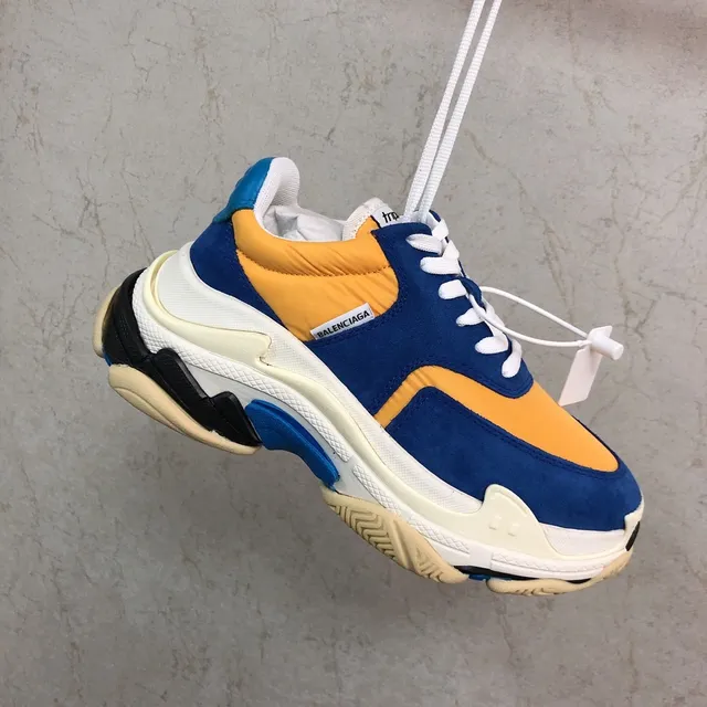 Balenciaga Triple S Runner Chaussures Chunky Bleues Oranges Crème 5