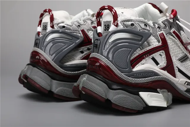 Balenciaga Blancs Bordeaux Silhouette Construction Maille Et Recouvrement Synthétique Chunky 2