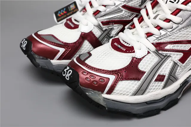 Balenciaga Blancs Bordeaux Silhouette Construction Maille Et Recouvrement Synthétique Chunky 4