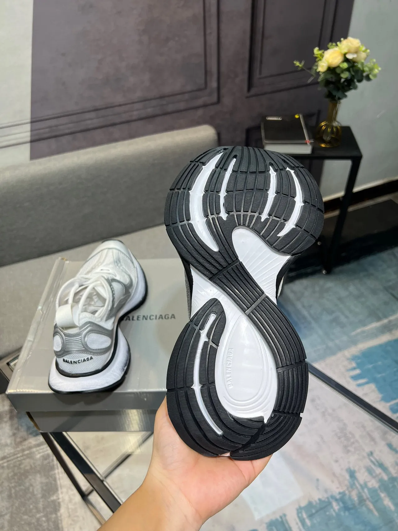 Balenciaga Zapatillas Lifestyle Blancas Plata Malla y Superior Sintético Metálico Escultidas Rebajadas Suela Intermedia 6