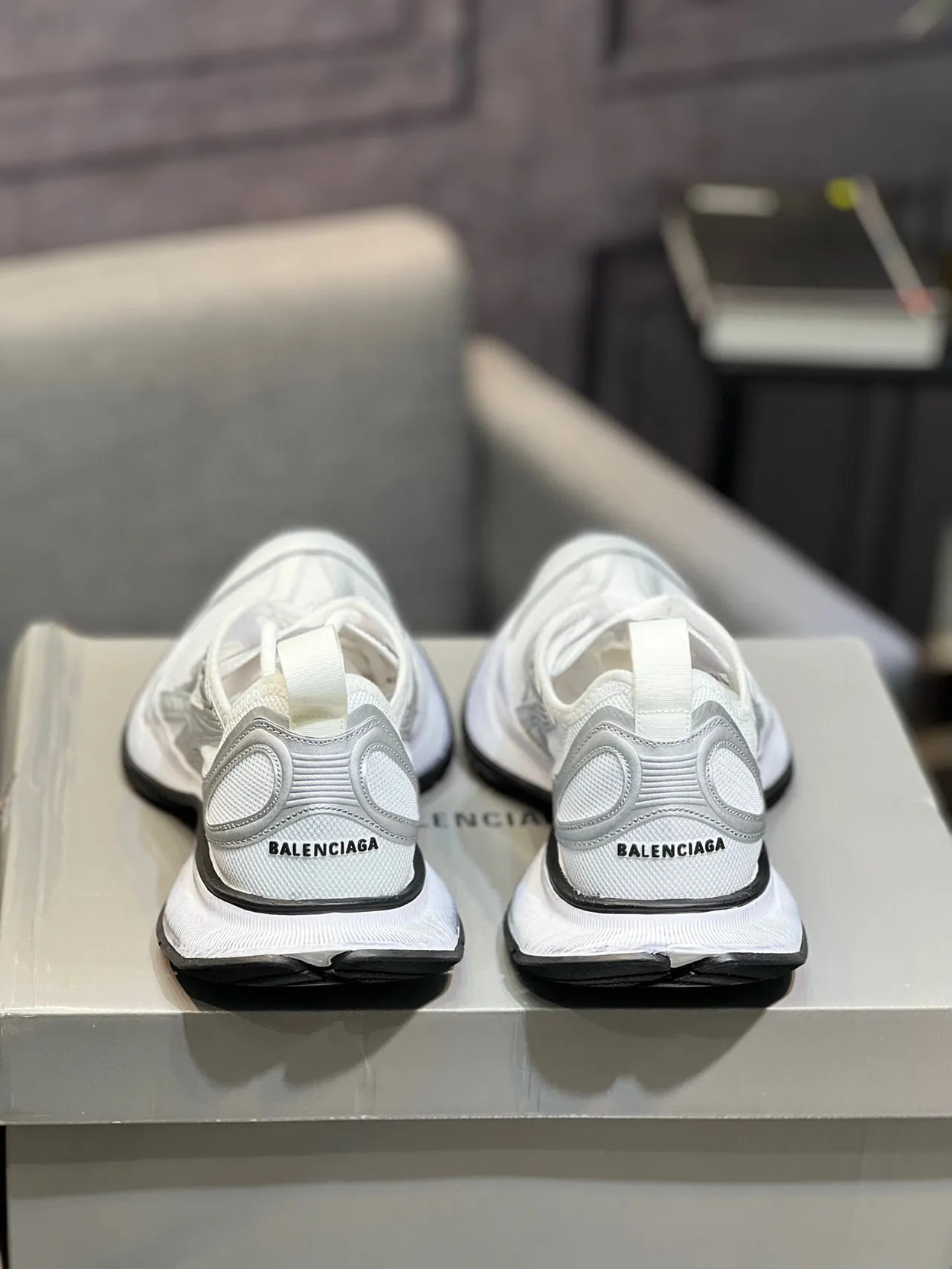 Balenciaga Zapatillas Lifestyle Blancas Plata Malla y Superior Sintético Metálico Escultidas Rebajadas Suela Intermedia 7