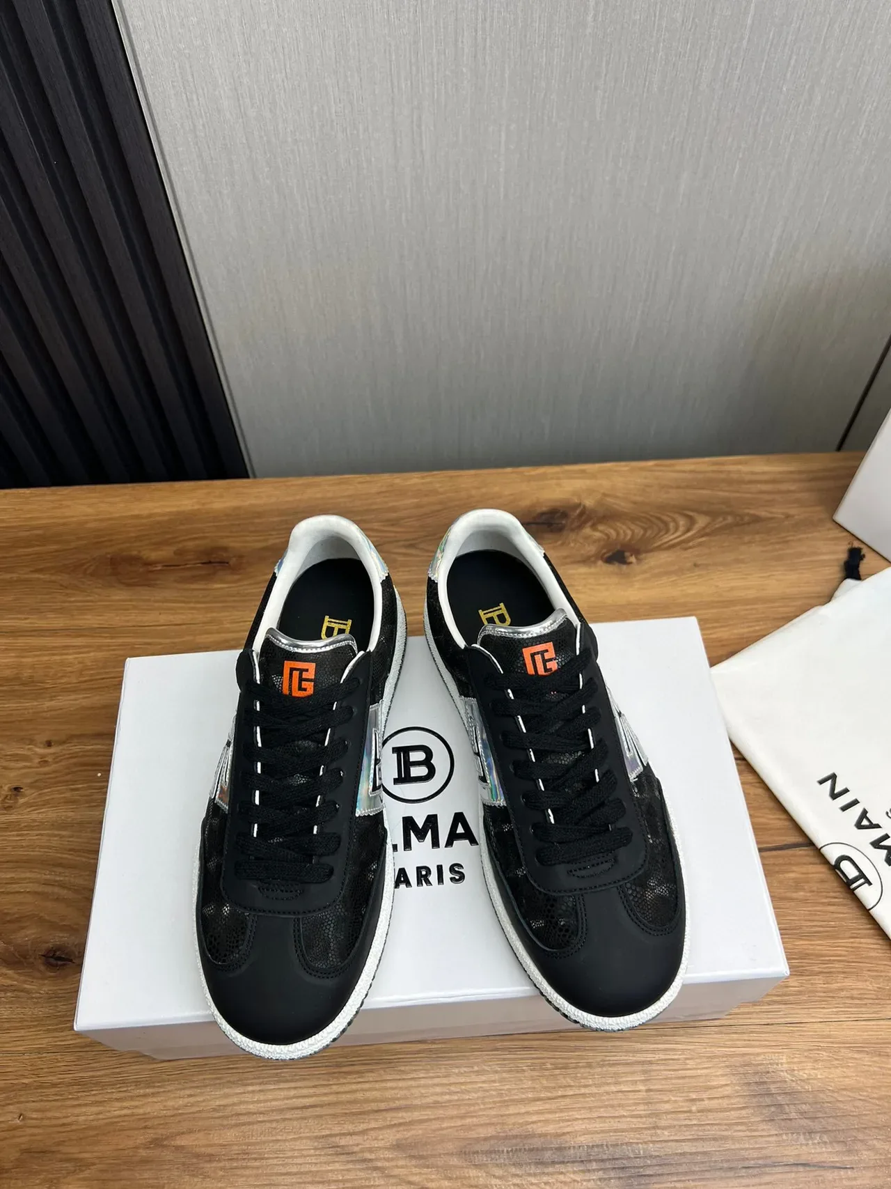 Balmain B-Court Black Holographic Silver Orange Lifestyle Sneakers 2