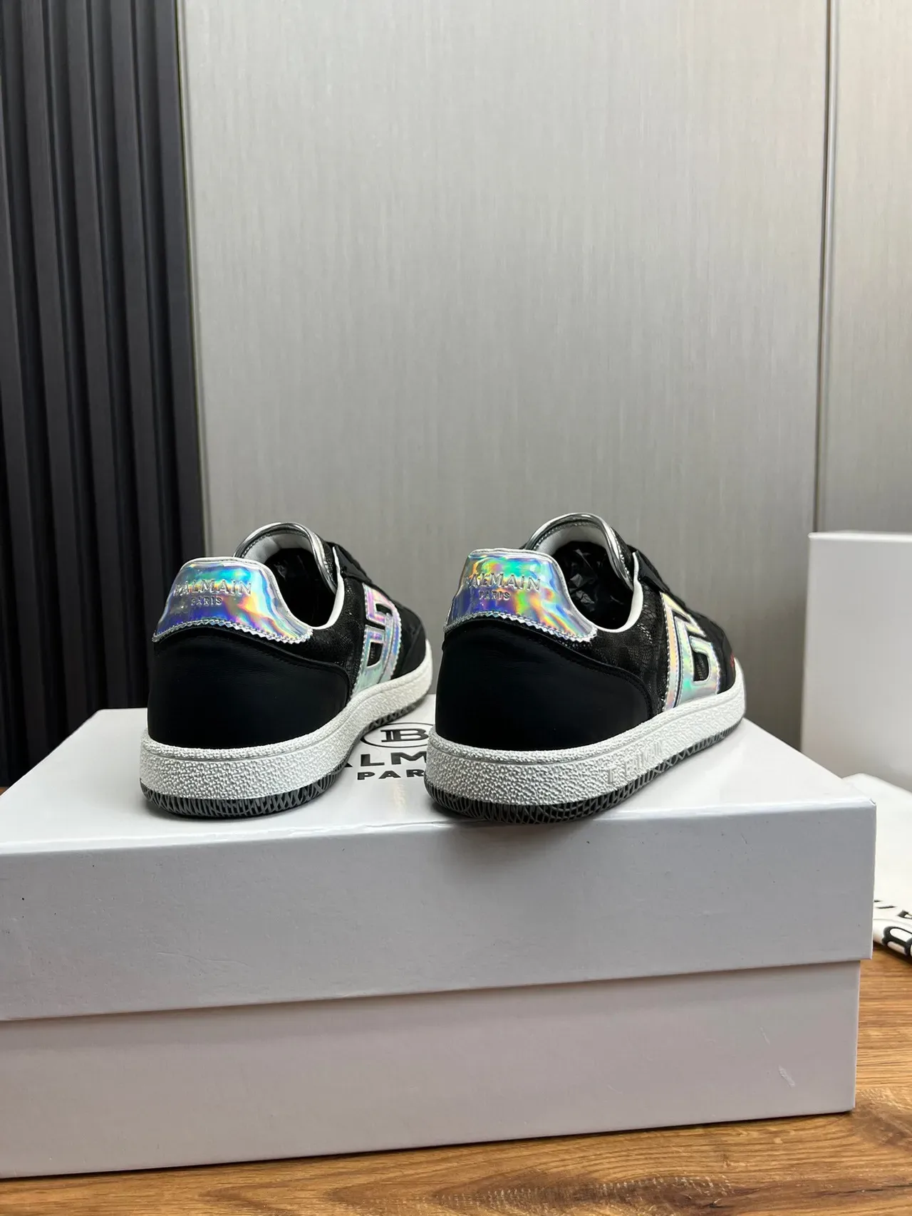 Balmain B-Court Black Holographic Silver Orange Lifestyle Sneakers 3