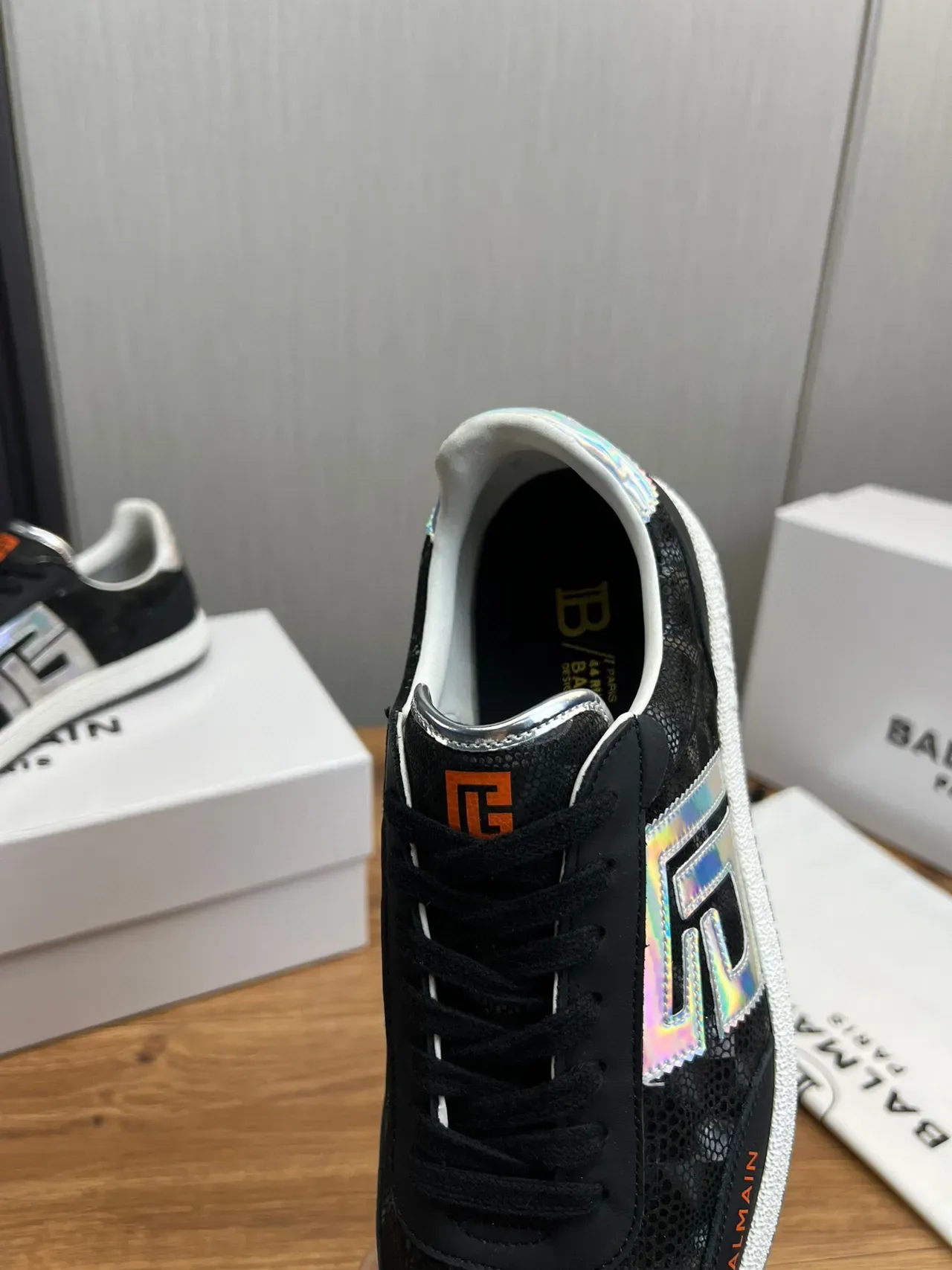 Balmain B-Court Black Holographic Silver Orange Lifestyle Sneakers 8