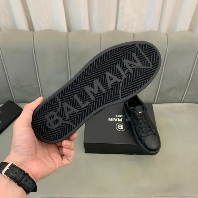 Balmain Black Smooth Leather Ribbed Padded Collar Lifestyle Sneakers 2