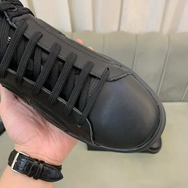Balmain Black Smooth Leather Ribbed Padded Collar Lifestyle Sneakers 3