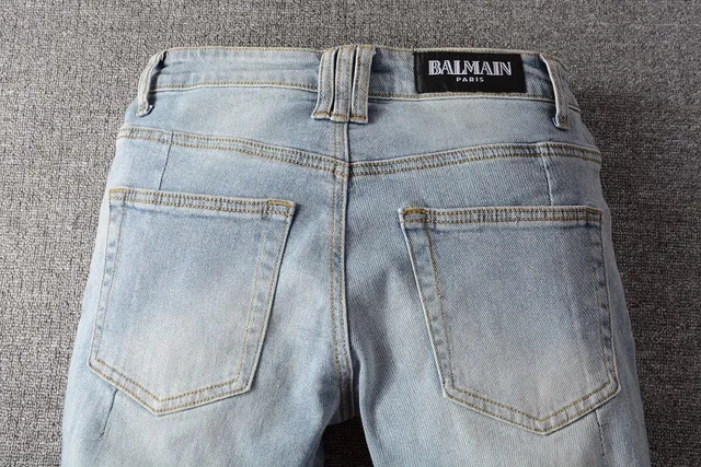 Balmain Blue Gold Jeans en denim light-wash avec couture contrast 3